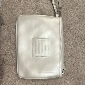 Coach white Metallic Leather Bag